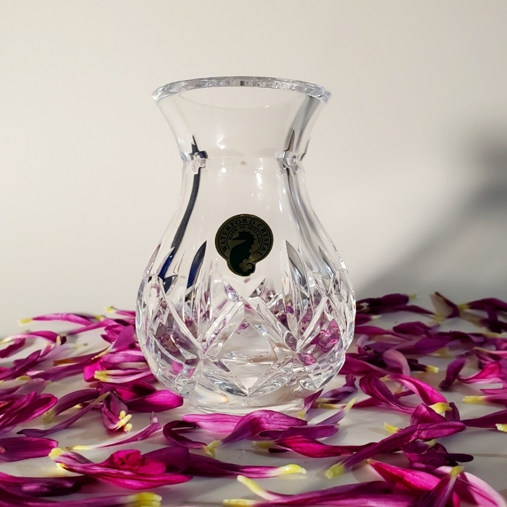 WATERFORD CRYSTAL Vintage Lismore Diamond Cut Vase Candle Holder Hurricane EUC - Picture 3 of 7